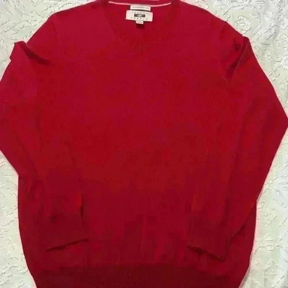 Joseph Abboud 100% Extra Fine Merino Wool V-Neck Red Sweater Men’s Size Medium - Picture 11 of 11